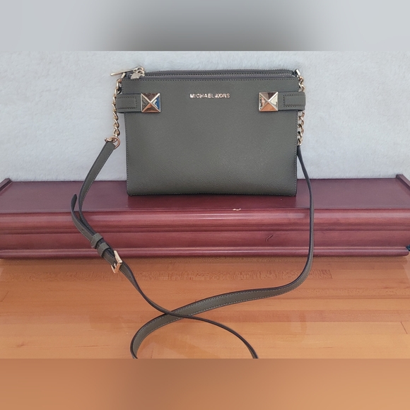 Michael Kors Karla Leather Crossbody Bag,  Army Green - Picture 3 of 13